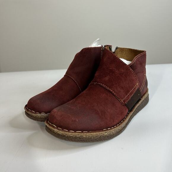 Born Womens Tora Boot Size 7.5 Red Suede Flat Shootie Bootie Boho Casual Comfy - Picture 1 of 9